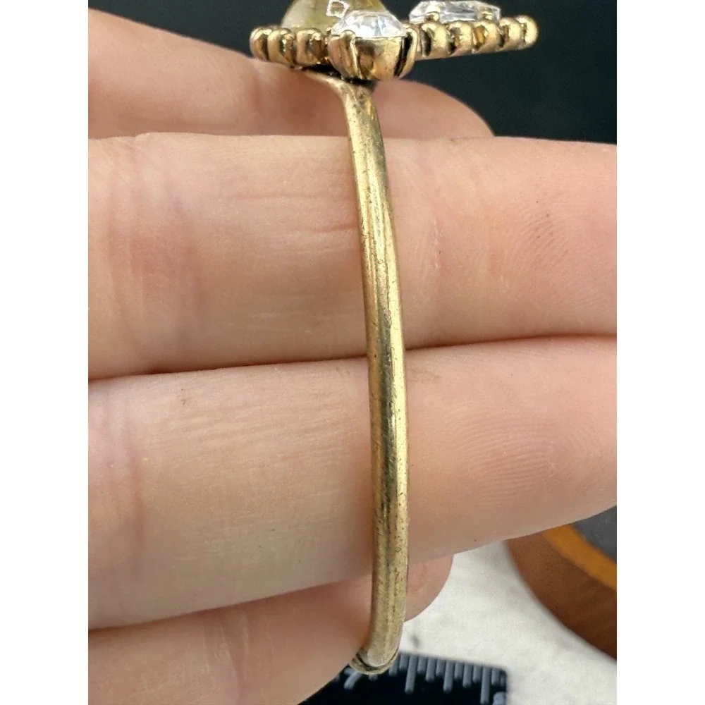 Rhinestone Cuff‎ Bracelet Delicate Simple Gold Tone 6.5